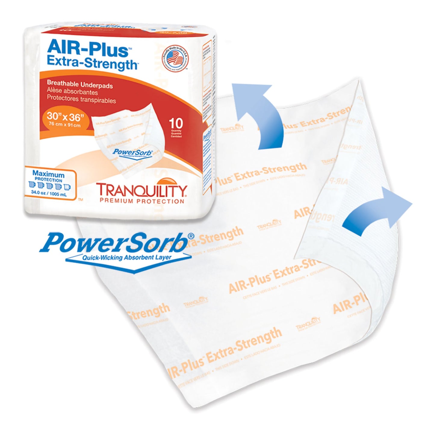 Tranquility® AIR-Plus Extra-Strength Positioning Underpad, 30 x 36 Inch