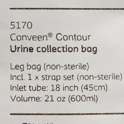 Conveen® Contour Urinary Leg Bag: Anti-Reflux Valve, Polyethylene/Flocked, 600mL