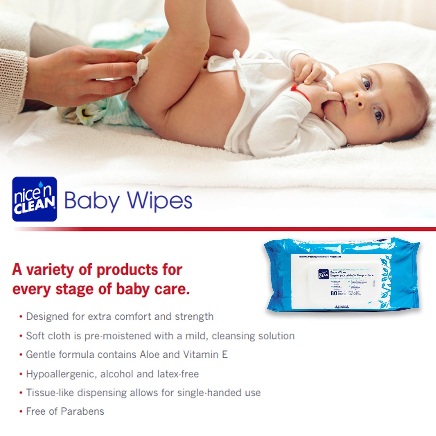 Nice'n Clean® Unscented Baby Wipes, Soft Pack