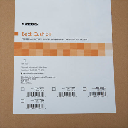 McKesson Back Support Cushion, 18 x 17 Inch, Black