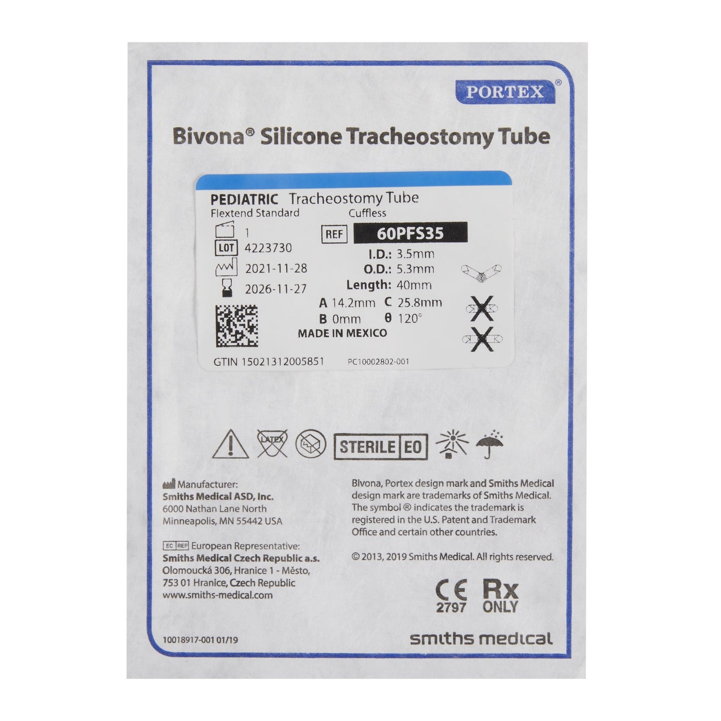 Bivona® FlexTend™ Plus Pediatric Tracheostomy Tube, Size 2.5