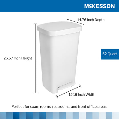 Trash Can McKesson 52 Quart / 13 gal. White Plastic Rectangular