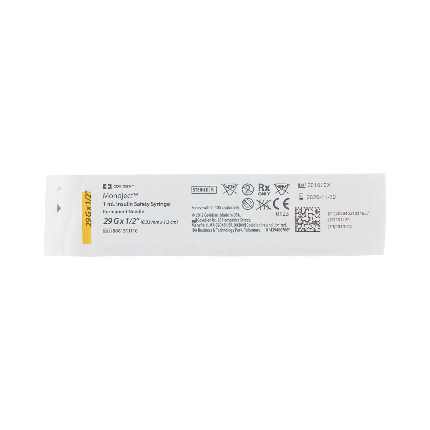 Monoject Insulin Syringe 29G 1/2 In 1 mL | Cardinal 8881511110