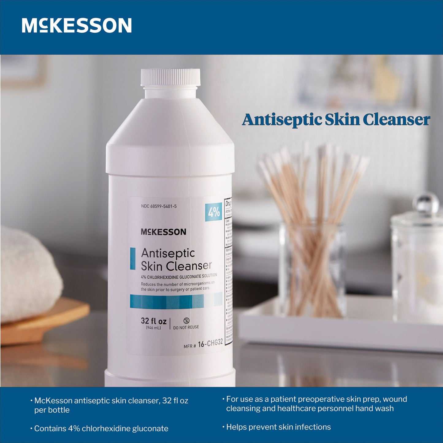 McKesson Antiseptic Skin Cleanser, 32-ounce Flip-Top Bottle