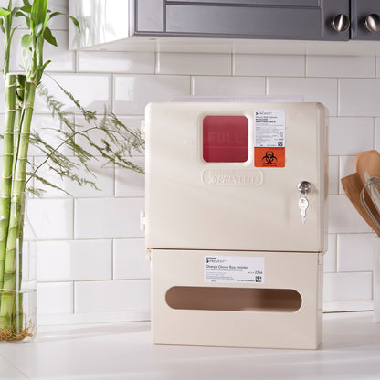 McKesson Prevent® Sharps Wall Cabinet with Glove Box, 12¼ x 4¾ x 15 Inch