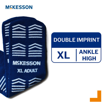 Slipper Socks McKesson Unisex Adult X-Large Double Tread Single Patient Use Royal Blue