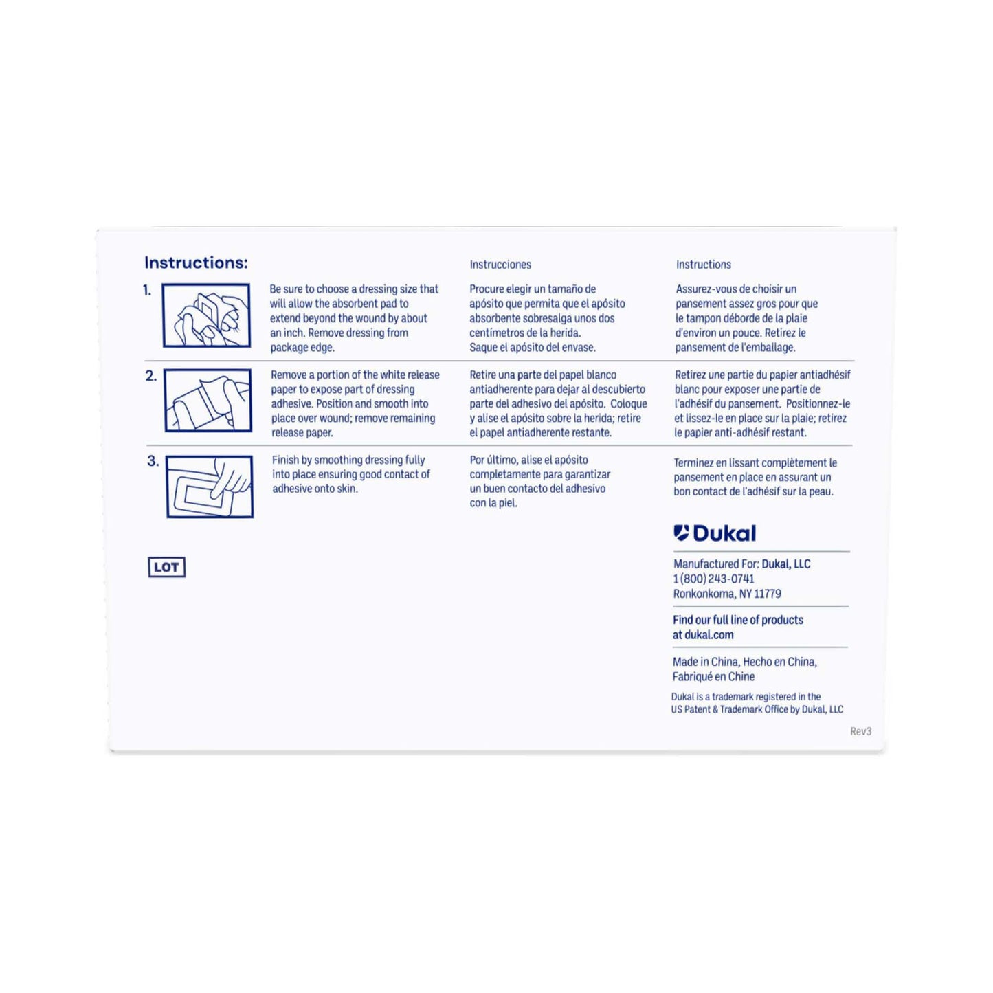 Dukal Island Dressing with Border, 2 x 3 Inch