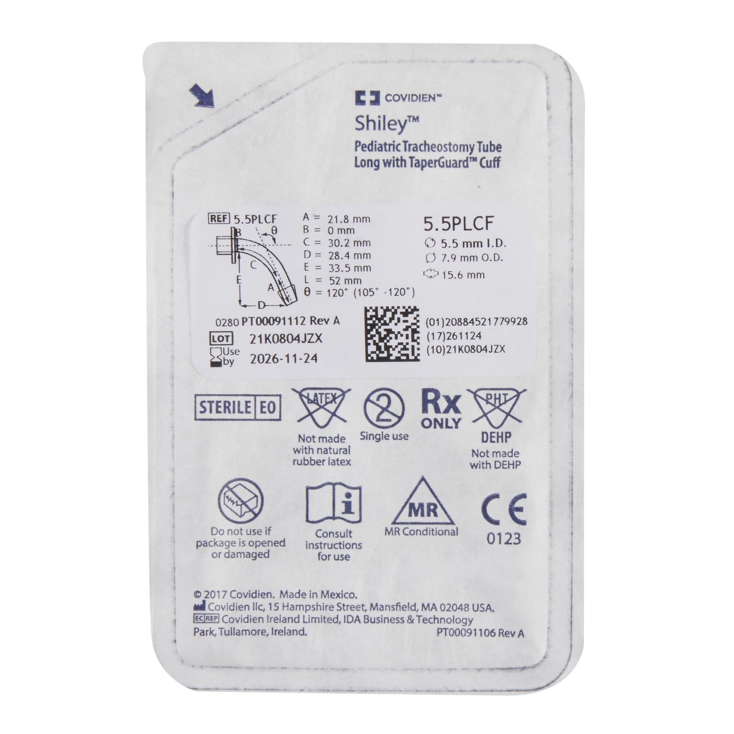 Cuffed Tracheostomy Tube Shiley™ Size 5.5 Adult