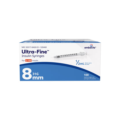 Standard Insulin Syringe with Needle Ultra-Fine™ Lo-Dose™ 0.5 mL 5/16 Inch 31 Gauge NonSafety Regular Wall