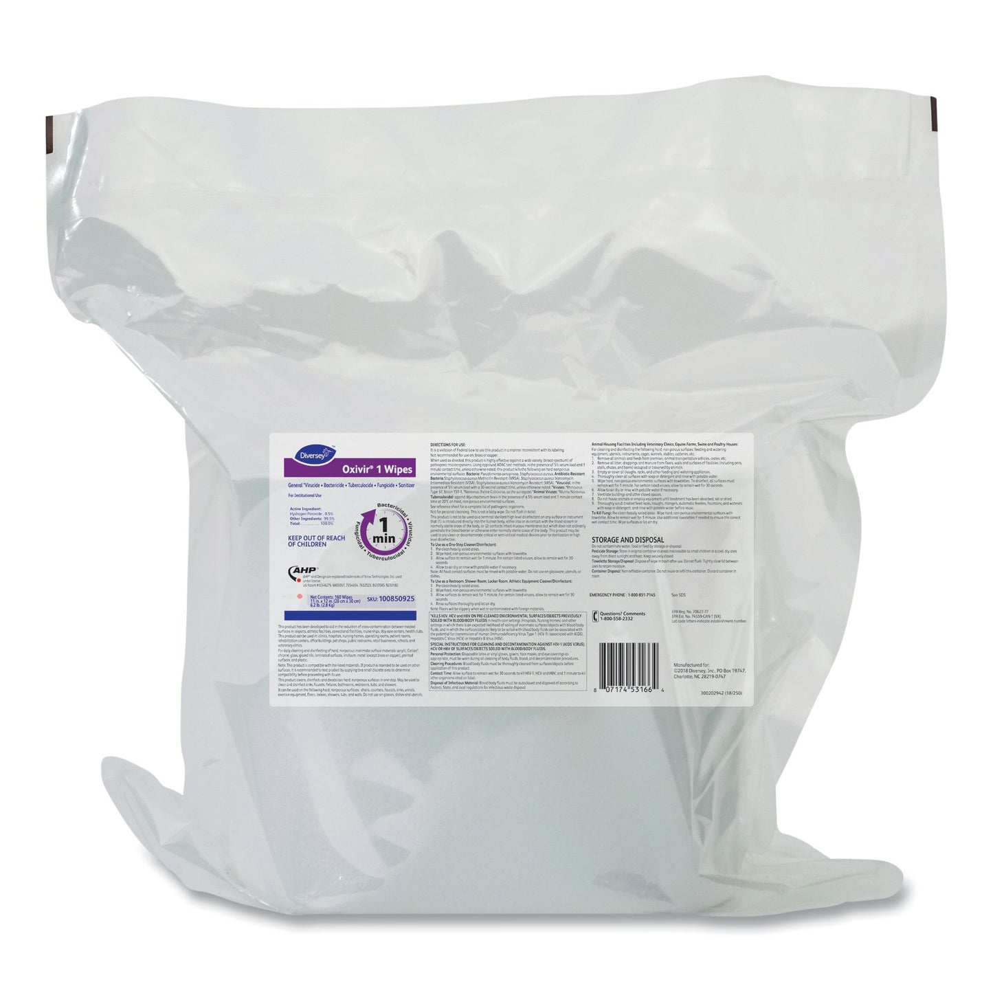 Oxivir® 1 Surface Disinfectant Cleaner Wipes, Refill Pouch