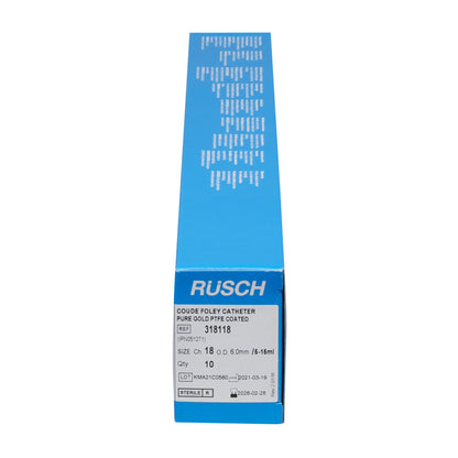 Teleflex Rüsch® PureGold® 318118 Foley Catheter, 18 Fr  5 cc Coude Tip