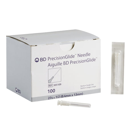 BD 305109 PrecisionGlide Hypodermic Needle, 27 Gauge, 1/2 Inch Length