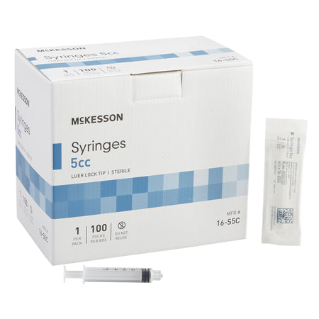 McKesson 16-S5C General Purpose Syringe, 5 mL, Flat Top Style, Luer Lock Tip