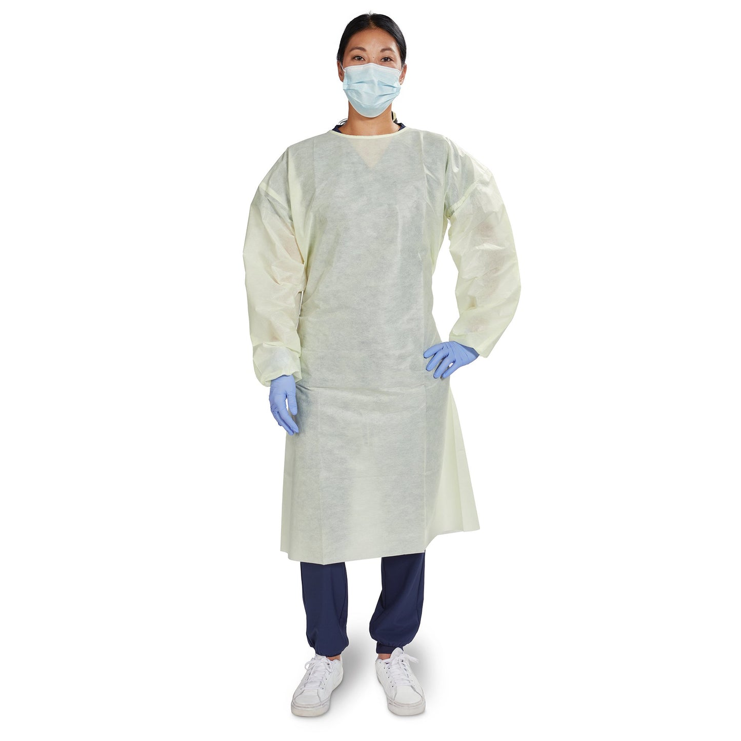 McKesson AAMI Level 2 Isolation Gown, Tie Neck Style, One Size Fits Most, Yellow