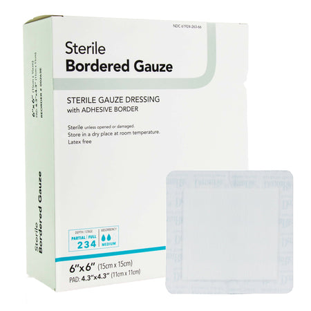 DermaRite 00263E Bordered Gauze Island Dressing, 6 x 6 Inch