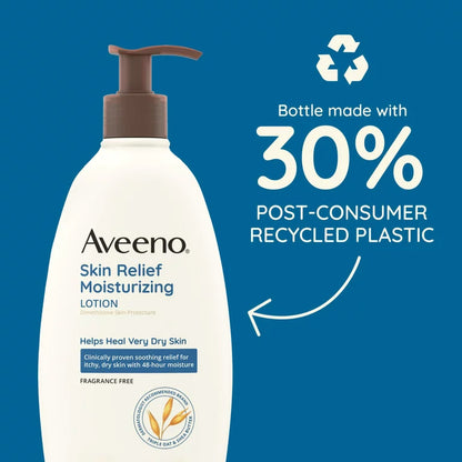 Hand and Body Moisturizer Aveeno® Skin Relief 12 oz. Pump Bottle Unscented Lotion