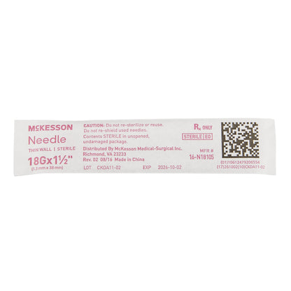 McKesson Hypodermic Needle, 18 Gauge, 1-1/2 Inch