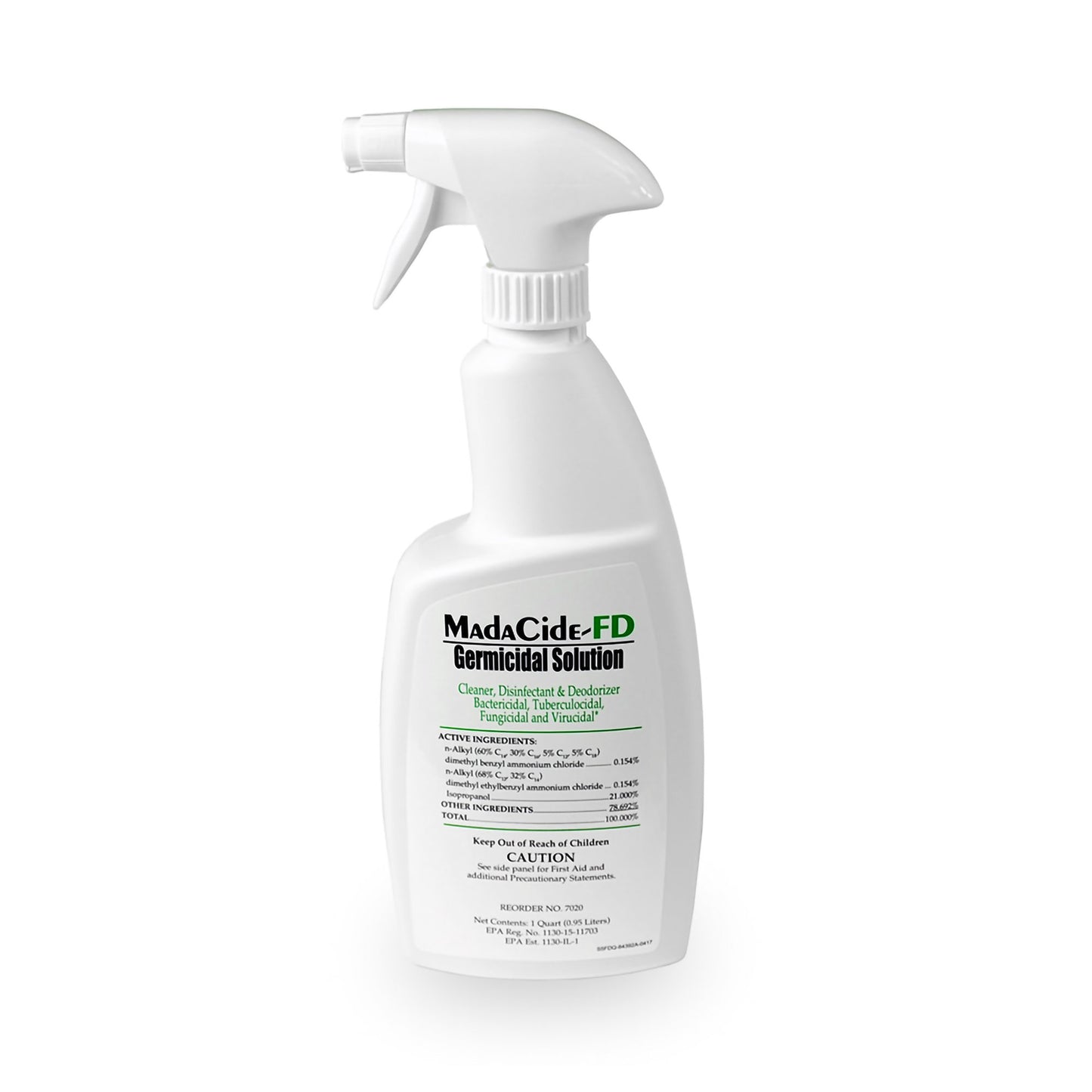 Mada MadaCide-FD Surface Disinfectant Cleaner, Alcohol Based, Liquid, Alcohol Scent, Pump Spray, NonSterile, Each, 32oz.