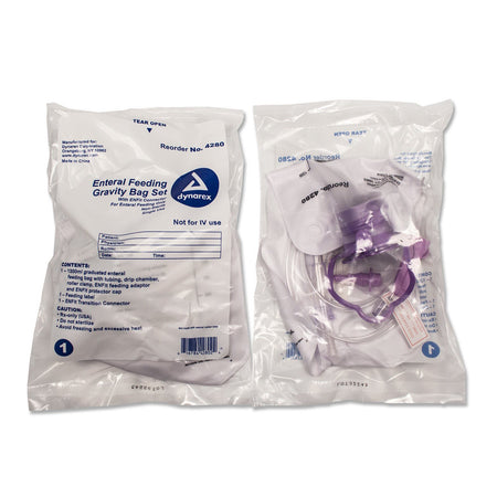 Dynarex 4280 Gravity Feeding Bag Set with ENFit Connector 1200 mL