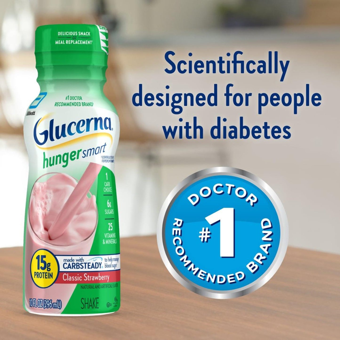 Glucerna® Hunger Smart Shake, Strawberry Flavor, 10-ounce bottle