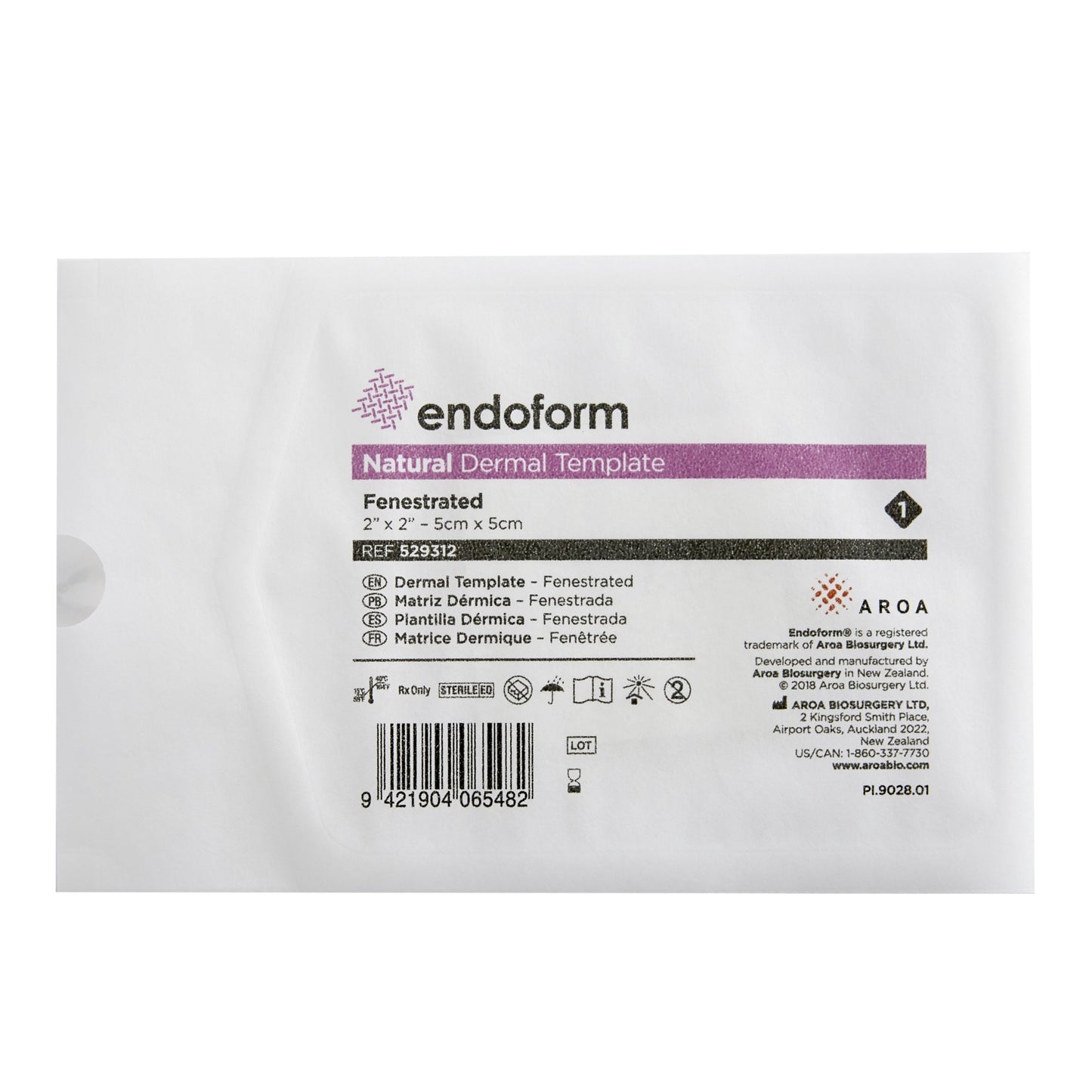 Endoform® Natural Dermal Template Fenestrated Collagen Dressing, 2 x 2 Inch