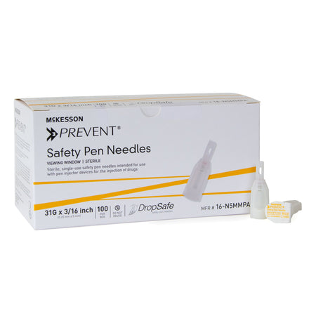 McKesson 16-N5MMPA Safety Insulin Pen Needle, 31 Gauge, 5 mm Length