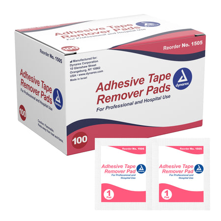 Dynarex 1505 Adhesive Remover, 32.5 x 68 mm Wipe