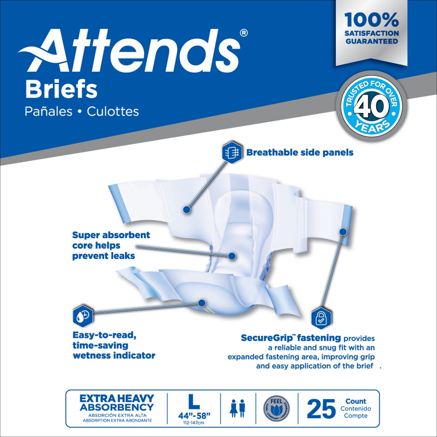 Attends® Extra Heavy Absorbency Briefs, Large