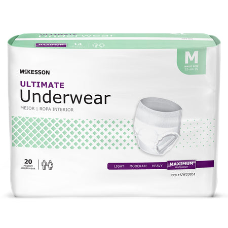 McKesson UW33851 Ultimate Heavy Absorbency Incontinence Underwear, Medium