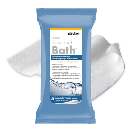 Sage 7856 Essential Bath Rinse-Free Bath Wipes, Soft Pack