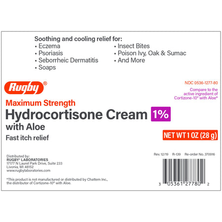 Major Pharmaceuticals 536127780 Rugby Hydrocortisone Itch Relief Cream, 1-ounce Tube