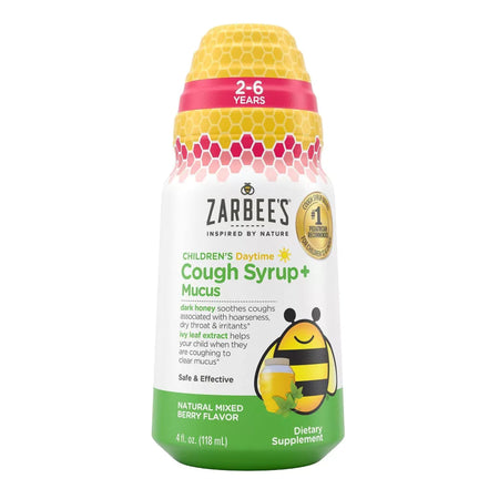 J & J Sales 30045066407 Zarbee's Children's Daytime Cough Syrup + Mucus, Mixed Berry, 4-ounce bottle