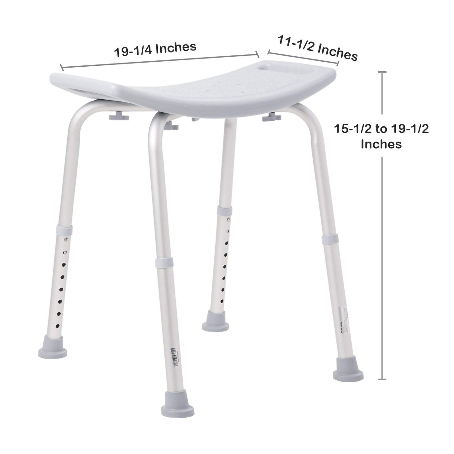 McKesson Aluminum Bath Bench Without Backrest, 15½ – 19½ Inch, Gray