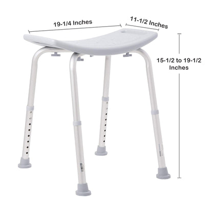 McKesson Aluminum Bath Bench Without Backrest, 15½ – 19½ Inch, Gray