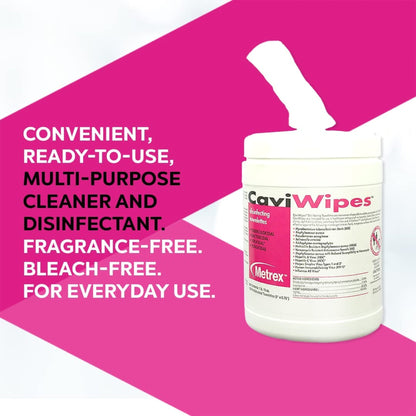 Metrex CaviWipes Surface Disinfectant Alcohol-Based Wipes Canister 6 x 6.75 Inch