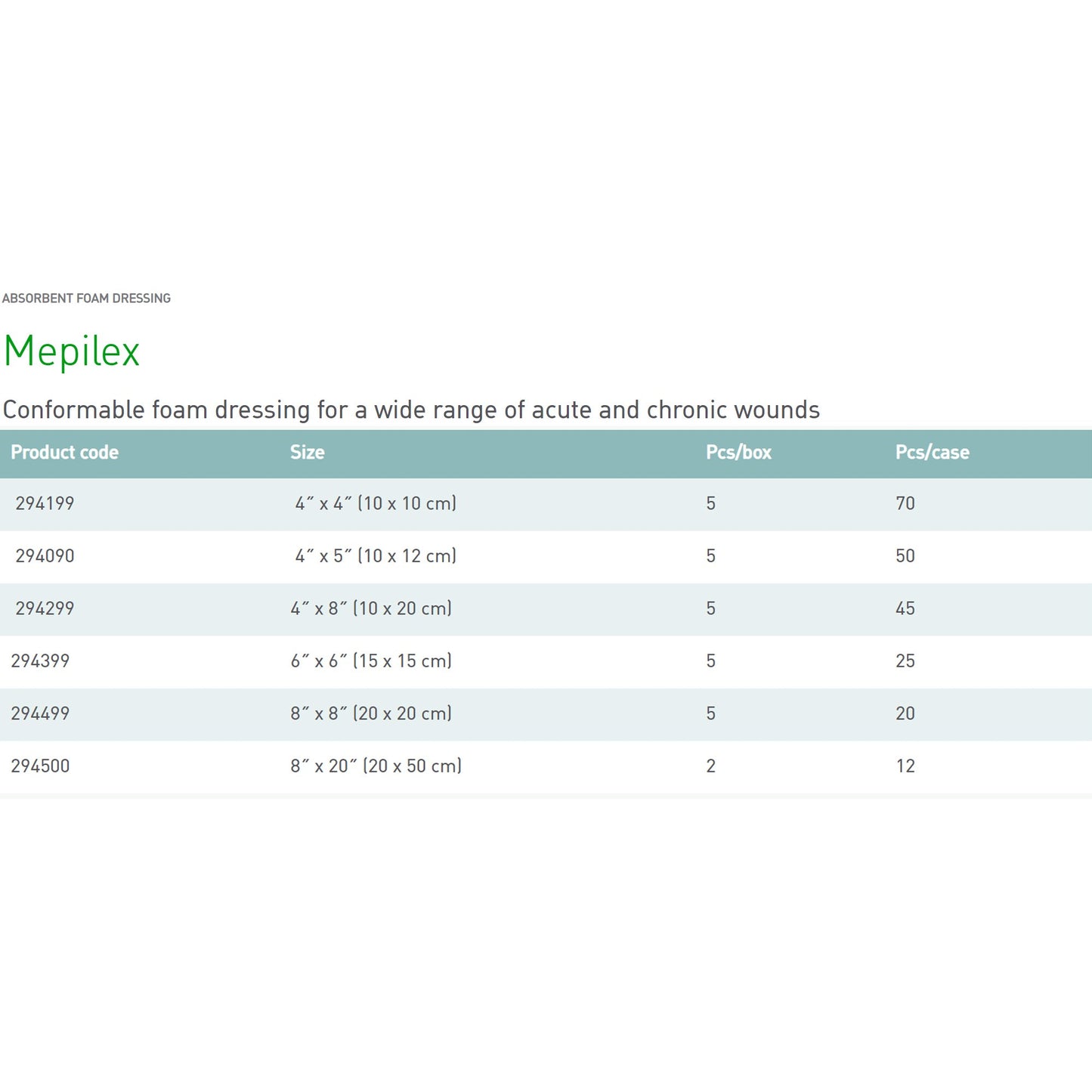 Molnlycke 294399 Mepilex® Silicone Adhesive without Border Silicone Foam Dressing, 6 x 6 Inch