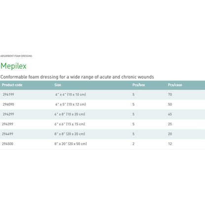 Molnlycke 294399 Mepilex® Silicone Adhesive without Border Silicone Foam Dressing, 6 x 6 Inch
