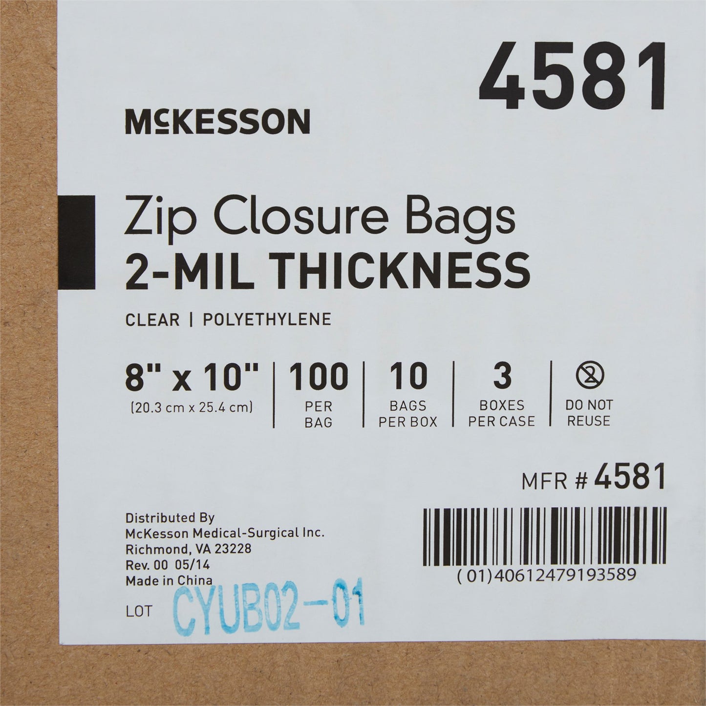 McKesson Zip Closure Bag, 8 X 10 Inches