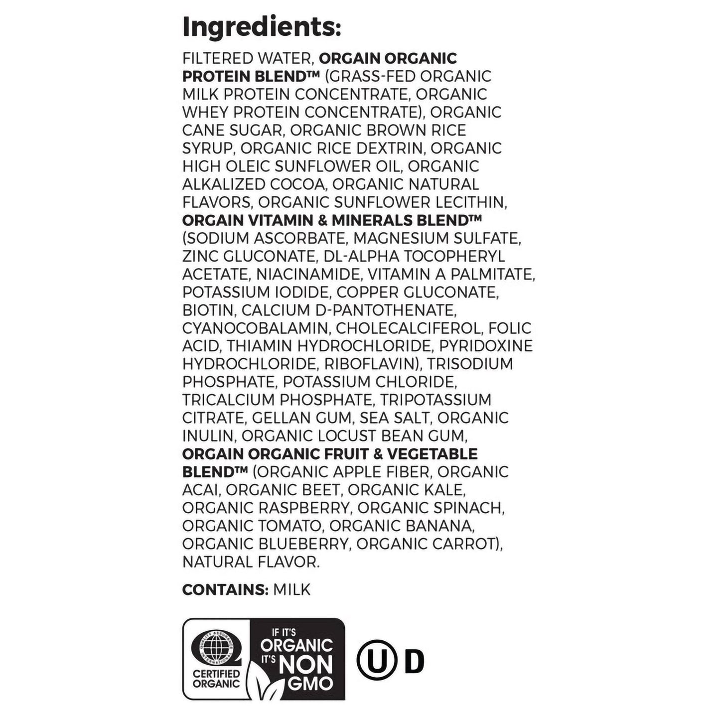 Orgain® Organic Nutrition™ Chocolate Nutritional Shake, 11-ounce carton