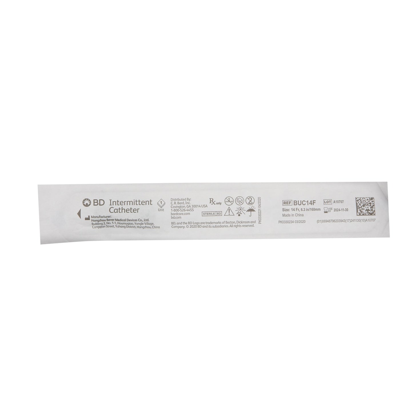 Urethral Catheter Bard® Straight Tip Uncoated 14 Fr. 6 Inch