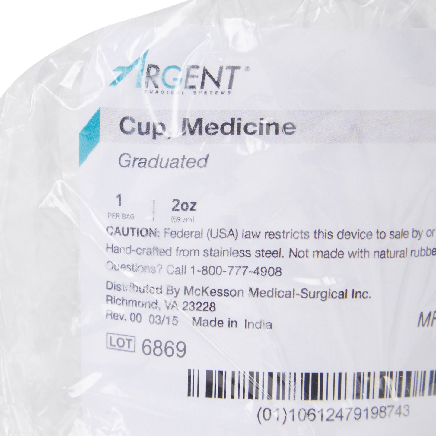 McKesson Argent™ Stainless Steel Graduated Medicine Cup, 2-ounce capacity