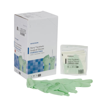 McKesson 20-2085N Perry Performance Plus Polyisoprene Surgical Glove, Size 8.5, Green