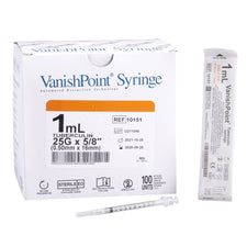 VanishPoint® 1 mL Tuberculin Syringe with Needle, 25 Gauge, 5/8 Inch Needle Length