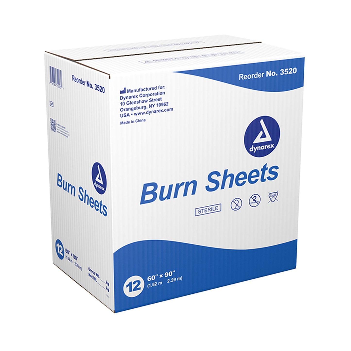 Dynarex Blue Flat Burn Sheet, 60 x 90 Inch