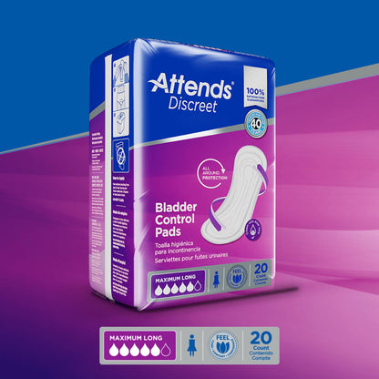 Attends® Discreet Women's Maximum Long Bladder Control Pad, 14½-Inch Length
