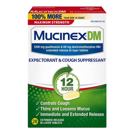 Reckitt Benckiser 63824007236 Mucinex DM Guaifenesin / Dextromethorphan Cold and Cough Relief