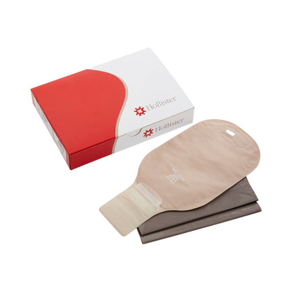 New Image™ 18183 2-Piece Beige Colostomy Pouch, Pre-cut to Fit 57 mm Stoma, Red