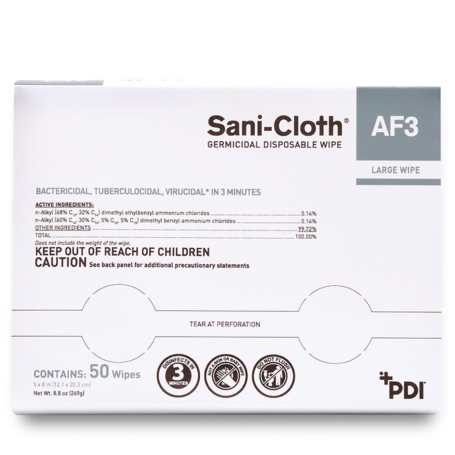 Sani-Cloth® AF3 Germicidal Large Disinfectant Wipes, Individual Packet, 50 ct.