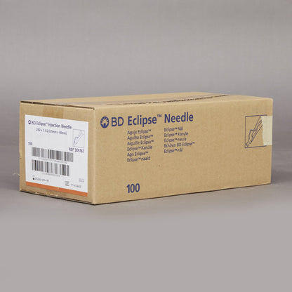 BD 305767 Safety Hypodermic Needle Eclipse™ 1-1/2 Inch Length 25 Gauge Thin Wall Hinged Safety Needle