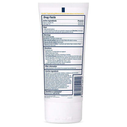 Sunscreen CeraVe® Hydrating Mineral Sunscreen SPF 50 Lotion 5 oz. Tube